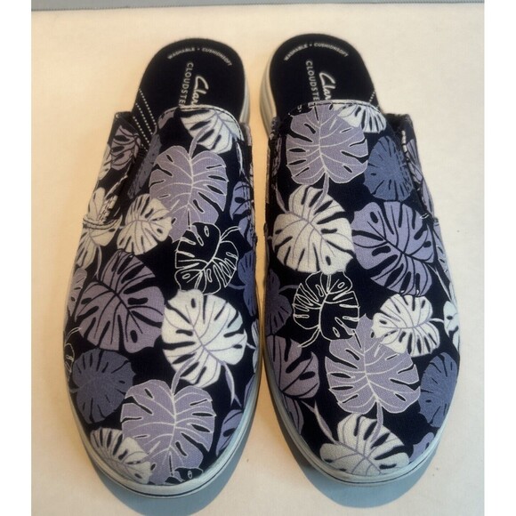 Clark’s Cloudstepper Breeze Shore Mules. Women’s 9.5M. Tropical Print. Washable - Picture 1 of 8